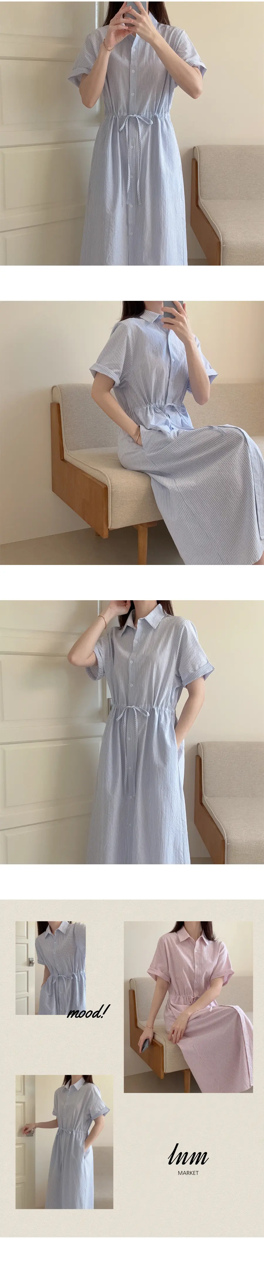 클래식 복고풍 폴드 칼라 원피스 상세 이미지 4