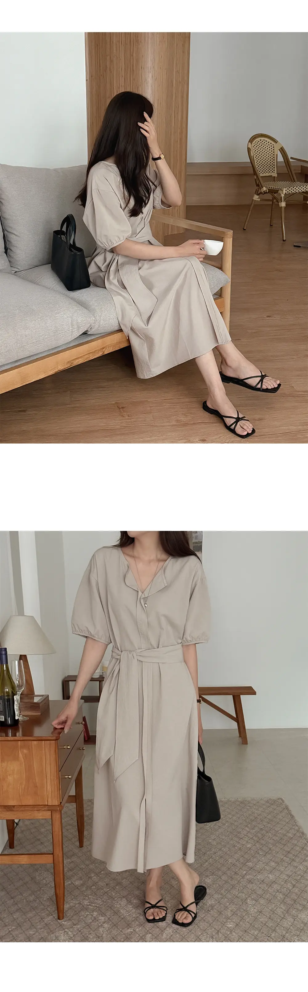 한국풍 여유로운 핏 빅스커트 원피스 상세 이미지 3