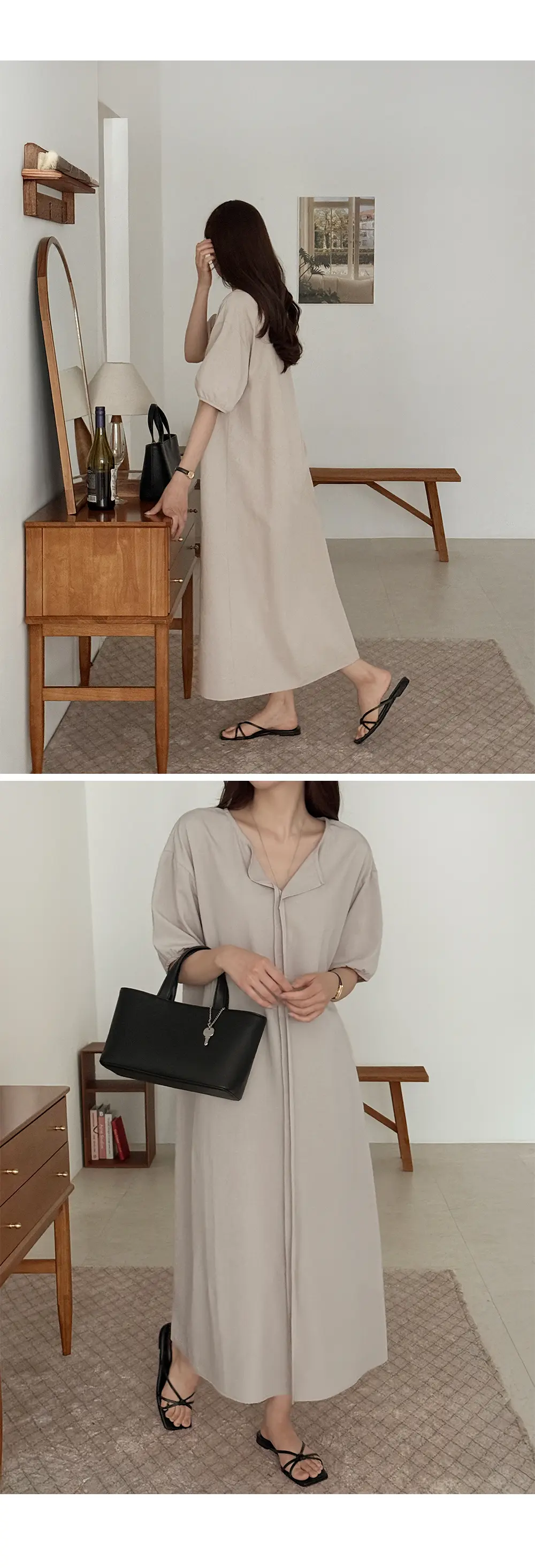 한국풍 여유로운 핏 빅스커트 원피스 상세 이미지 5