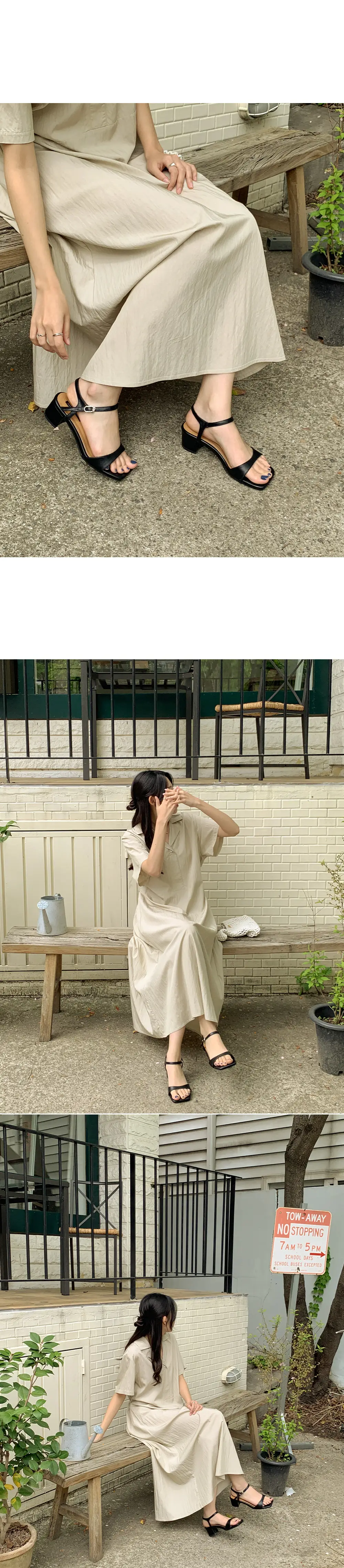 한국식 시크한 극간단 폴드 칼라 리본 조절 루즈 원피스 상세 이미지 5