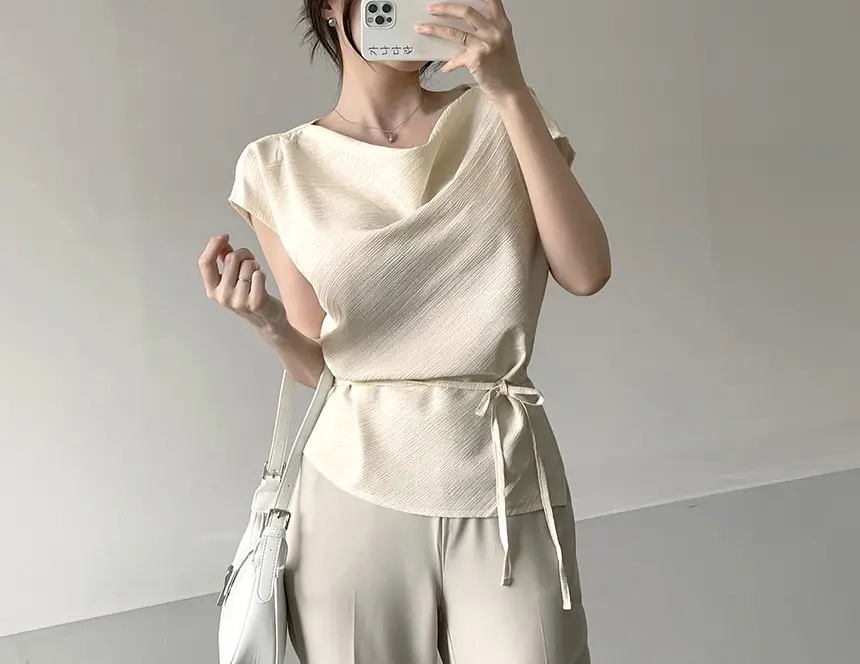 프렌치 스타일 텍스처 블라우스 상세 이미지 7