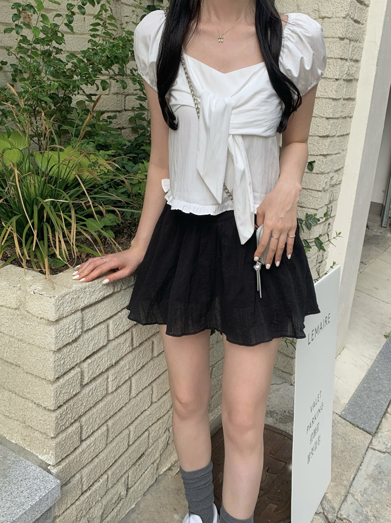 한국 chic 디자인 센스 페이크 레이어드 광장 칼라 거품 소매 작은 셔츠 코라 오프숄더 맨위