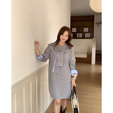 已出货 高品质 韩国chic 慵懒风宽松中长款披肩针织连衣裙两件套