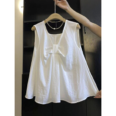 批发~大码女装纯色甜美无袖<b class='q'>衬衫</b>女装休闲百搭小众无袖A字背心上衣