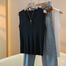 批发<b class='q'>实拍</b>~钉珠V领吊带背心女新款夏季大码胖mm内搭打底无袖上衣