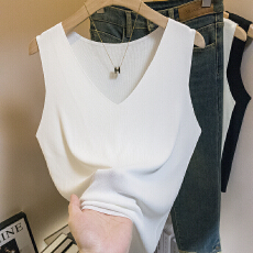 批发实拍曲珠基础款针织吊带<b class='q'>背心</b>内<b class='q'>搭</b><b class='q'>大码</b>女装冰丝V领无袖打底衫上衣