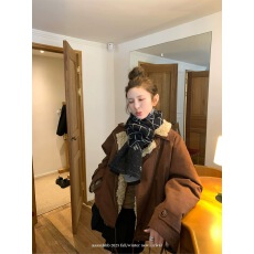 批发aaaaxbbb 圣水洞咖啡街 毛毛翻领外套上衣抽绳两色休闲韩系百搭