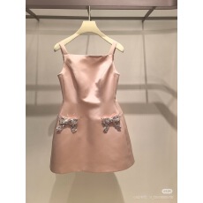 批发【赵露思同款】粉色蝴蝶结吊带<b class='q'>连衣裙</b>女甜美减龄公主收腰短裙子