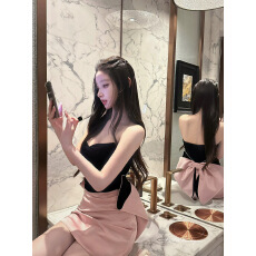 批发娇俏猫猫裙/超大蝴蝶结 撞色抹胸<b class='q'>连衣裙</b>