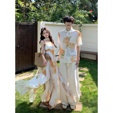 批发实拍2026法式挂脖抹胸<b class='q'>连衣裙</b>女情侣夏季海边度假沙滩<b class='q'>露背</b>飘带长裙