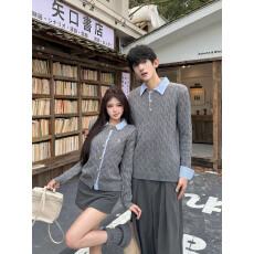 批发实拍 2026新款假两件针织衫毛衣早秋学院风<b class='q'>情侣</b><b class='q'>毛衣</b>内搭打底上衣