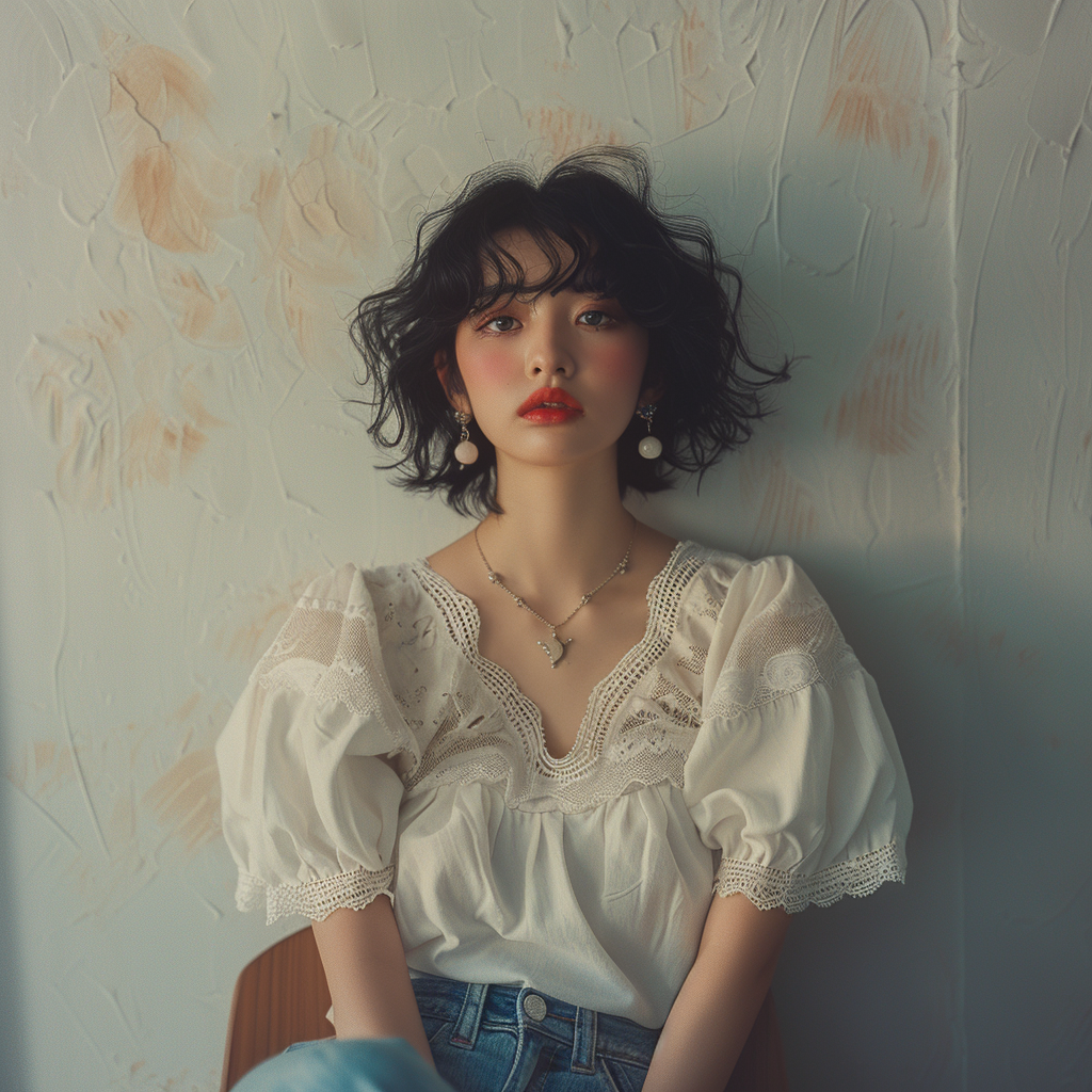 화이트 V넥 홀로우 아웃 반팔 여성 셔츠 여름 2026 새로운 작은 대중 외국 가스 연령 감소 슬림해 보이는 거품 소매 맨위