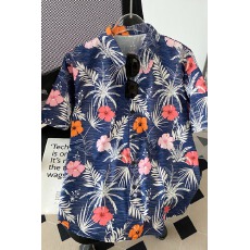 批发跨境<b class='q'>泰国</b>风夏威夷花衬衫短袖男女松弛感泼水节沙滩碎花衬衣