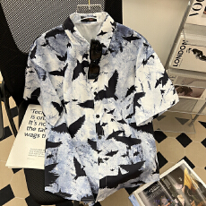 批发跨境<b class='q'>泰国</b>风夏威夷花衬衫短袖男女松弛感泼水节沙滩碎花衬衣