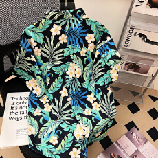 批发跨境<b class='q'>泰国</b>风夏威夷花衬衫短袖男女松弛感泼水节沙滩碎花衬衣