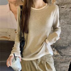 批发假两件正肩长袖<b class='q'>t</b><b class='q'>恤</b>女秋冬季2025新款保暖德绒内搭磨毛打底衫上衣