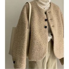 批发韩国chic秋冬季羔毛连帽外套百搭宽松25年新款女装时尚气质