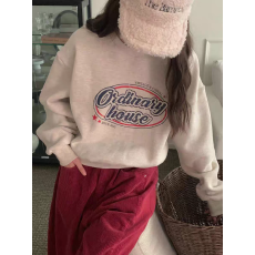 批发韩国东大门休闲百搭字母印花圆领宽松<b class='q'>套头卫衣</b>