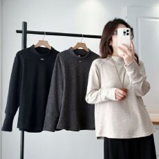 批发280克绵羊绒】<b class='q'>胖</b><b class='q'>mm</b>大码秋冬半高领长袖T恤加绒打底衫上衣女200斤