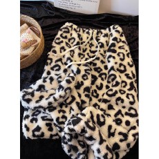 批发韩系风高级感双面绒睡裤女冬季居家可外穿有口袋松紧束脚休闲裤子