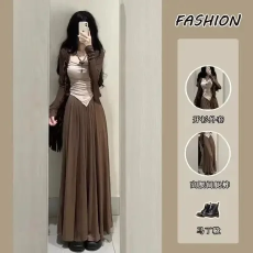 批发三件套女2025夏季新款纯欲风辣妹防晒长袖开衫外套吊带背心阔腿裤