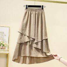 批发<b class='q'>大码</b>女装夏季胖mm<b class='q'>时尚</b>潮搭休闲舒适宽松肌理感棉麻不规则半身裙