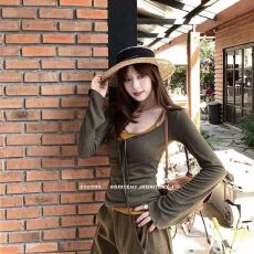 批发原版天丝面料，内衣有胸垫 防晒<b class='q'>罩衫</b>吊带辣妹薄款系带长袖