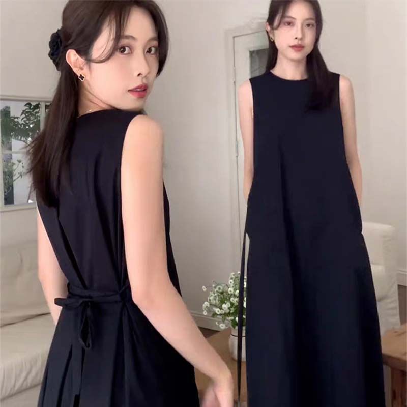 벤 바람 검정색 민소매 조끼 원피스 아이들 여름 2026 새로운 차 휴식 프랑스식 품격 루즈핏 롱 스커트