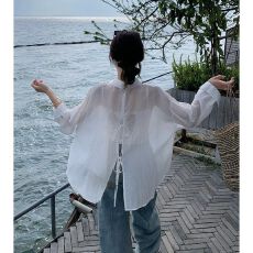 批发防晒衣刺绣镂空蝴蝶开叉天丝防晒<b class='q'>衬衫</b>女夏季薄款外搭<b class='q'>长袖</b>开衫外套