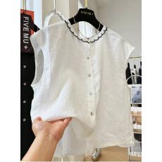 批发原版面料竹节棉特<b class='q'>大码</b>300斤 无袖衬衫背心女夏季超好看小衫上衣