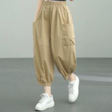 批发纯棉九分<b class='q'>裤</b>束脚宽松<b class='q'>大码</b>女<b class='q'>装</b>显瘦哈伦<b class='q'>裤</b>潮2026夏季新款高腰灯笼<b class='q'>裤</b>