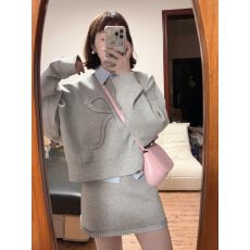 批发学院风穿搭一整套装连衣裙子秋季2026秋冬新款女装高级感卫衣短裙