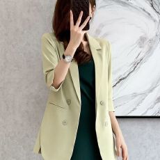 批发2026<b class='q'>夏</b>季七分袖单层西服外套中长新款休闲上衣薄西服外套