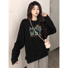 批发外贸韩版新款短袖T恤女装夏季打底圆领印花宽松印花<b class='q'>上衣</b>