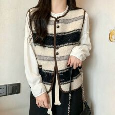 批发官图 超好看条纹马甲外套女外穿春<b class='q'>秋</b>新款叠穿背心上衣马夹