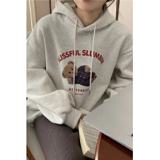 秋冬加绒卫衣女韩版潮学生宽松慵懒风长袖ins加厚上衣连帽外套cec