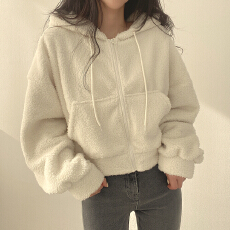 羊羔绒外套女2026秋冬装加厚保暖毛茸茸夹克拉链连帽羊羔服