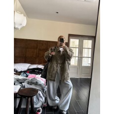 批发秋季新款美式复古时髦<b class='q'>迷彩</b>宽松大版型牛仔<b class='q'>衬衫</b>外套上衣时尚街拍潮