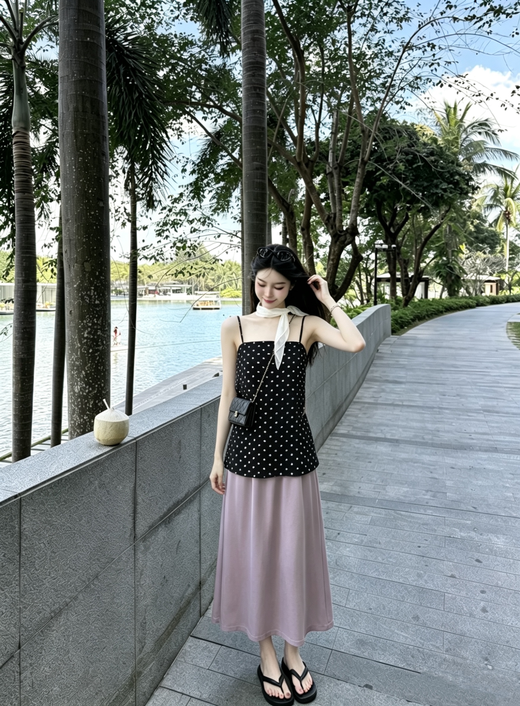 실사 정가 폭발 디자인 센스 도트 무늬 슬립 세트