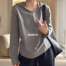 批发2025春秋新款灰色<b class='q'>卫衣</b>连帽时尚休闲百搭长袖宽松显瘦大码上衣T恤