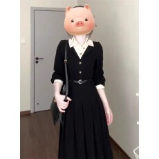 批发大码巴塞旧事法式小香风黑色连衣裙<b class='q'>春</b>秋高级感教资面试洋气裙子