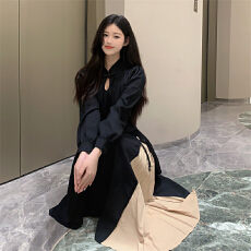 批发实拍 大码女装胖mm2025<b class='q'>秋</b>季长款复古新中式收腰显瘦开叉连衣裙女