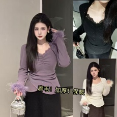 批发加厚保暖大码胖MM2025<b class='q'>冬</b>季微胖遮肉磨毛闪片上衣