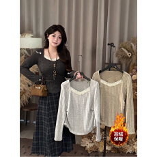 批发大码胖mm秋冬季韩系内搭加绒打底衫女2025新款显瘦气质针织衫上衣