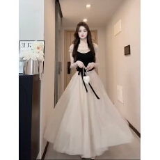 批发大码~芭蕾风温柔风仙女裙<b class='q'>拼接</b>网纱<b class='q'>连衣裙</b>