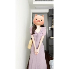 批发大码夏日梦境法式温柔荷叶边泡泡袖连衣裙系带收腰肌理感<b class='q'>长裙</b>子