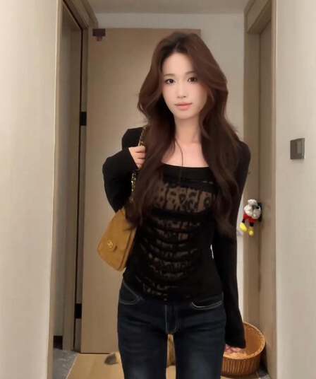 빅 사이즈 통통한 여동생 아메리칸 복잡한 고대 칼라 레오파드 무늬 긴팔 티셔츠 가을 겨울 새로운 인사이드 가져 가라. 기본 셔츠 허리 수축 맨위