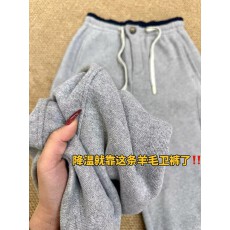 批发灰色羊毛卫裤女冬季加绒加厚保暖显瘦<b class='q'>休闲</b>百搭弯刀裤