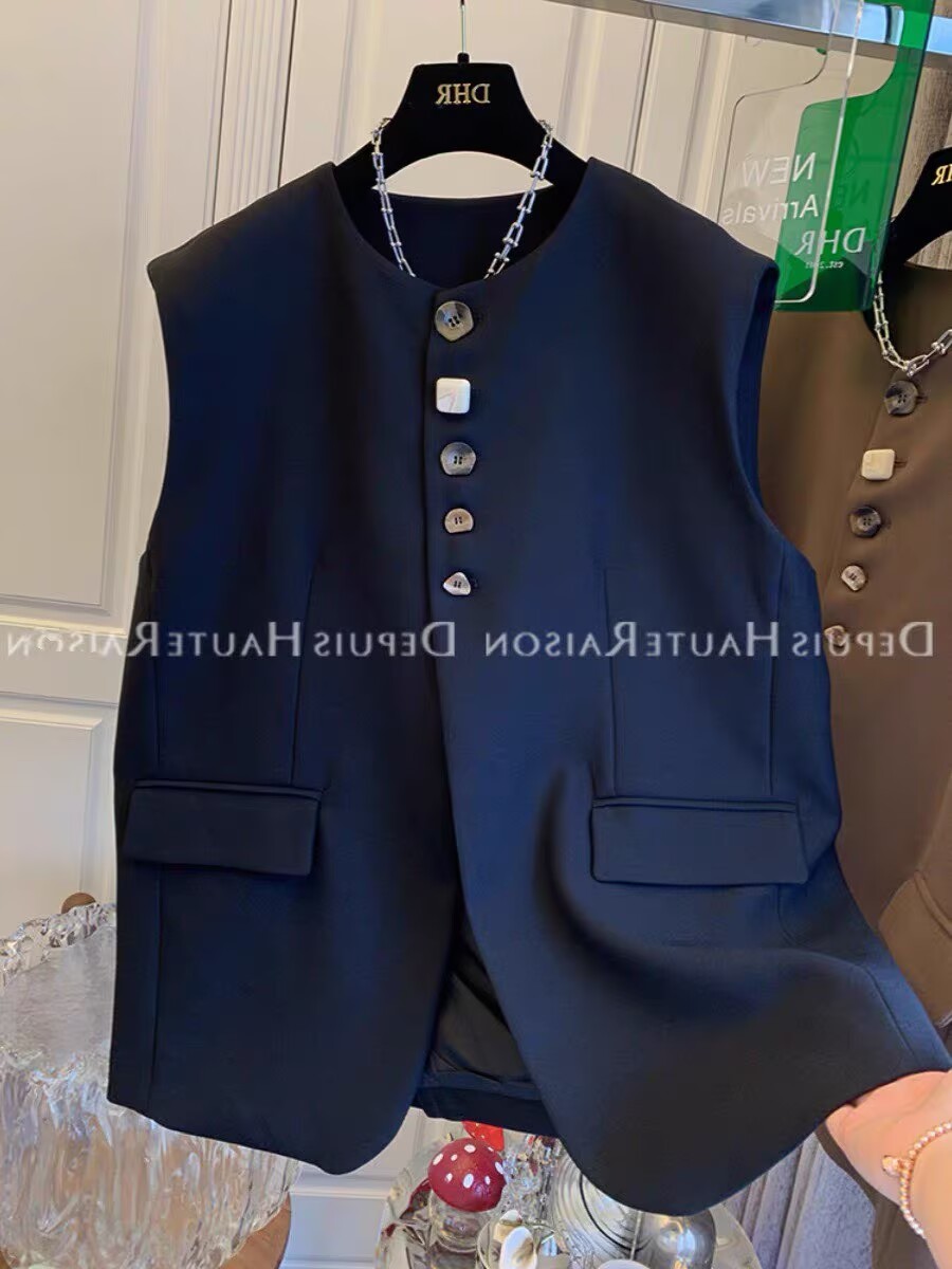 봄 가을 고급 센스 정장 조끼 여자 Chic 단추 조끼 재킷