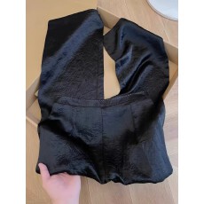 今日份穿搭推荐！黑色冰丝滑面光泽休闲裤女高级感醋酸缎面阔腿裤